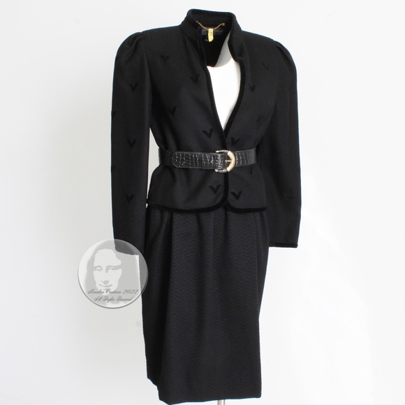 Yves Saint Laurent Skirt Pencil Black Textured Knit YSL Rive Gauche Size 38 90s - Picture 2 of 8